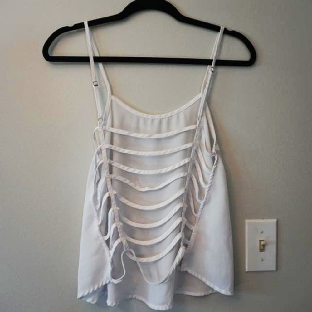 White Tank with Open Ribbed Back